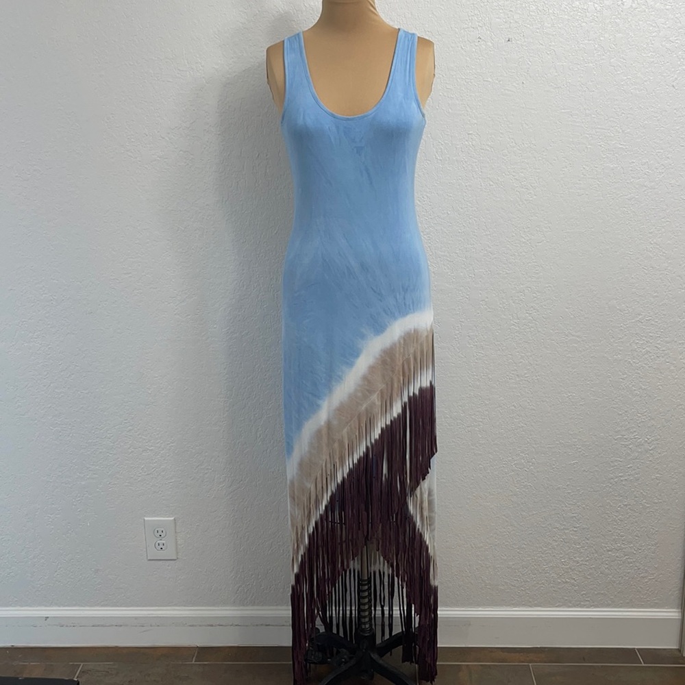 Venus Tie Dye Fringe Maxi Dress Size S